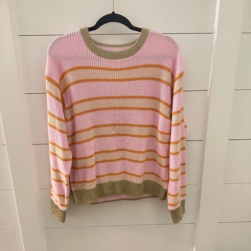 525 AMERICA Pink-gold stripe cable knit quiet luxury gorpcore woman sweater M